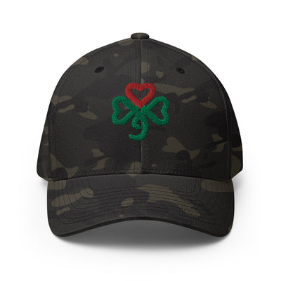 Shamrock Heart, Fitted, Camo Green or Black