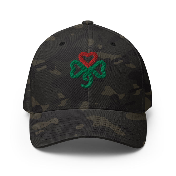 Shamrock Heart, Fitted, Camo Green or Black