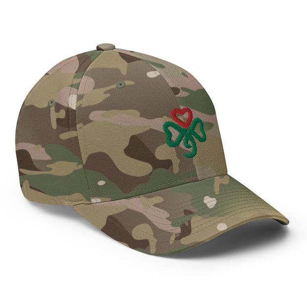 Shamrock Heart, Fitted, Camo Green or Black